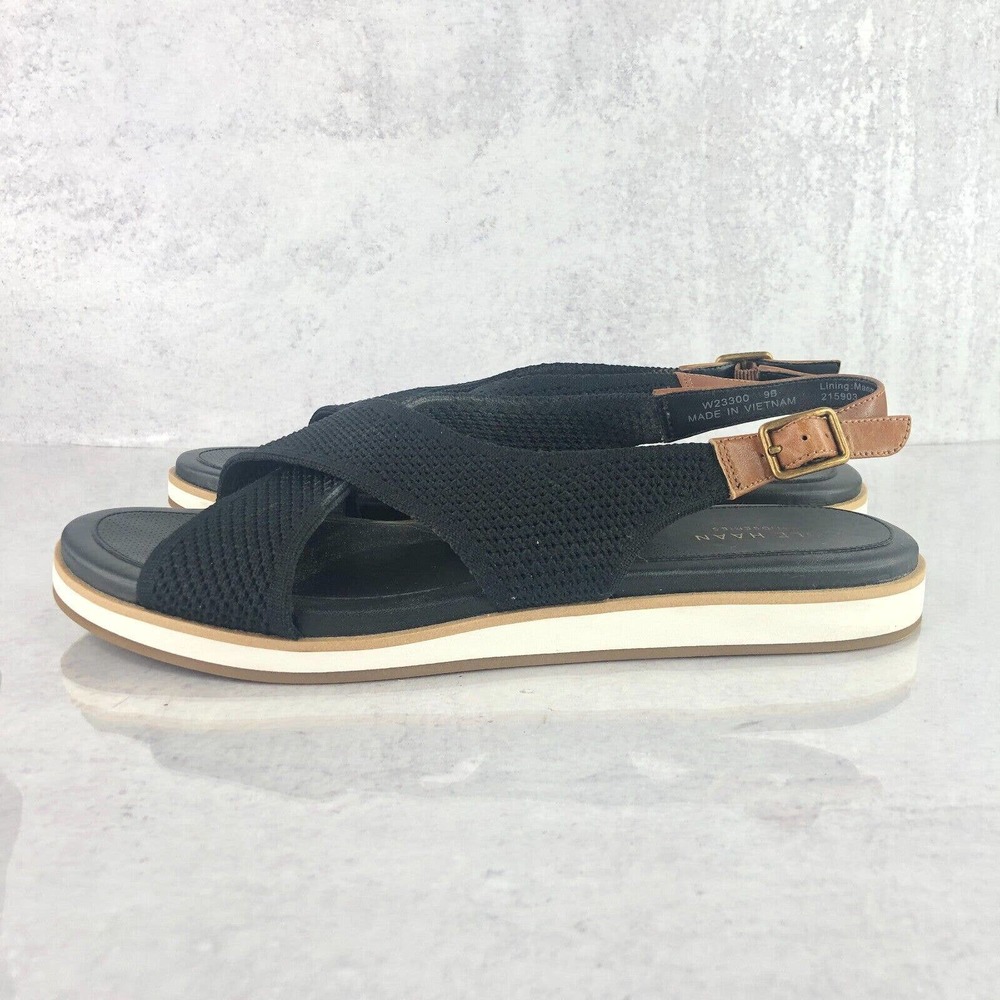 Cole Haan Mikaela Stitchlite Women's 9 B Shoes Black Slingback Sandals